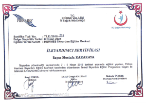 İlkyardımcı Sertifikası